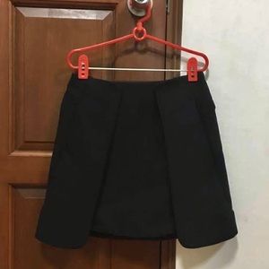 Zara Basic A-line Front Two Pleats Mini Black Skirt